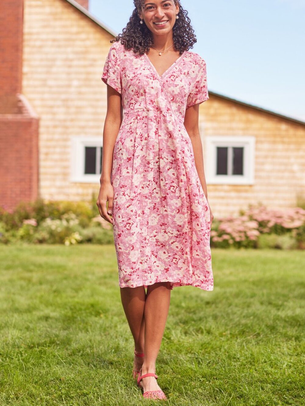 April Cornell Womens XL Confection Classic Dress pink Floral 50 Years NEW Modest